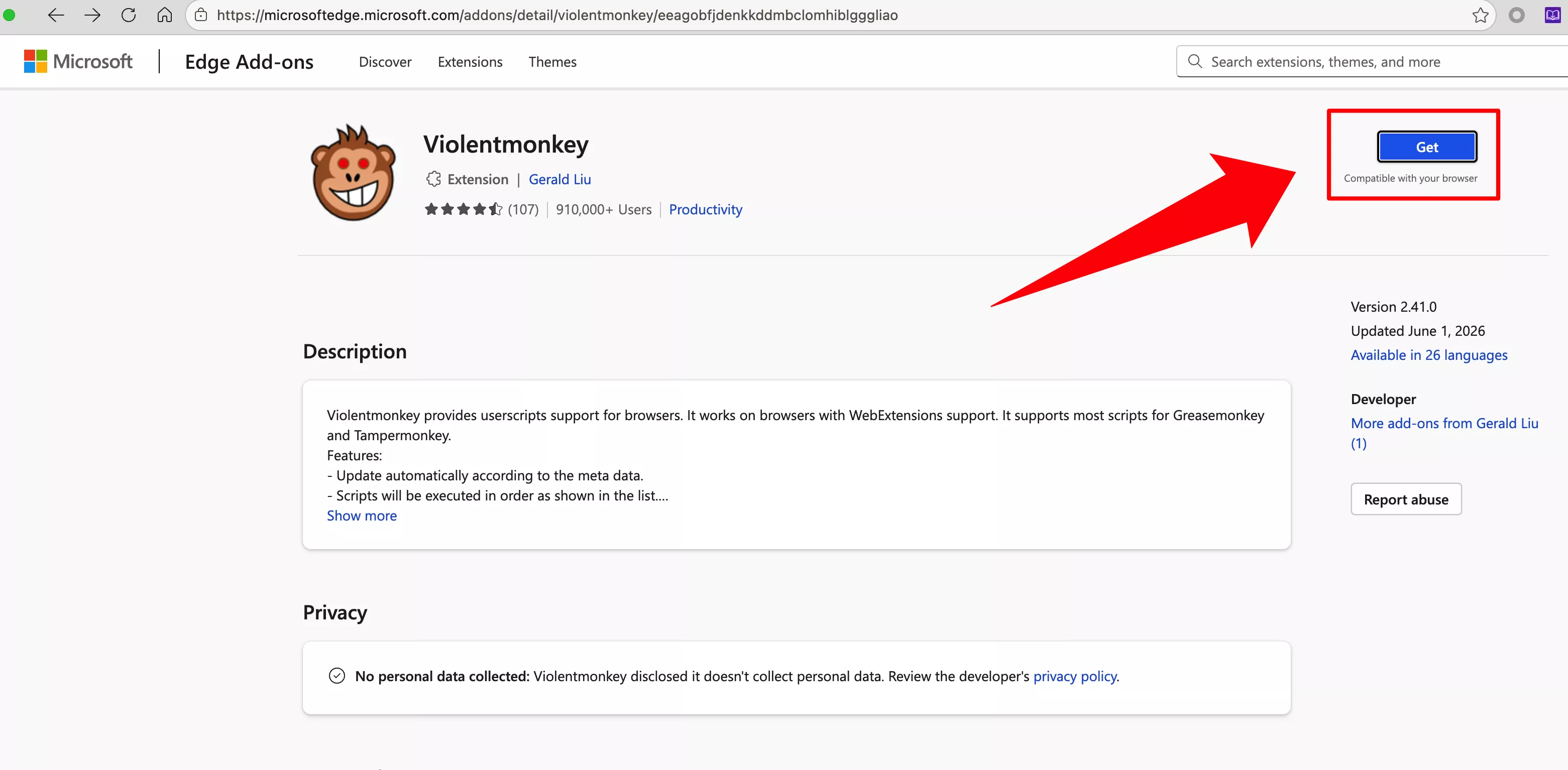 Violentmonkey 扩展页面